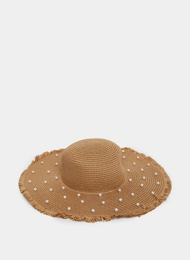 Styli Faux Pearl Trim Hat